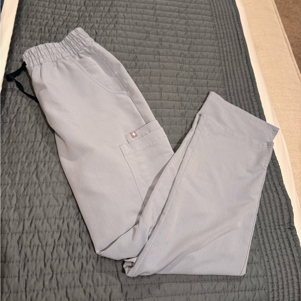 Figs Dusty Blue Women's High Waisted Dowa scrubs pants - Picture 4 of 5